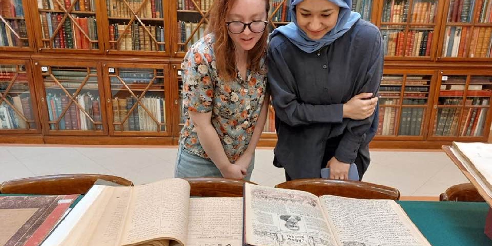 students exploring books at the rare book and special collections library